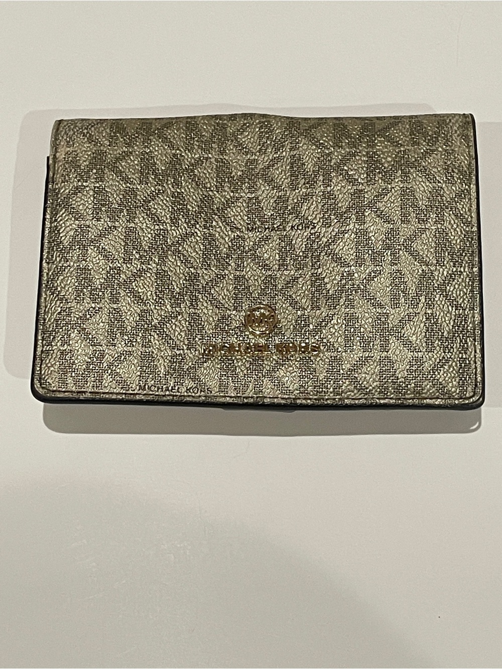 Michael Kors Metallic Gold Signature Card Case Wallet
